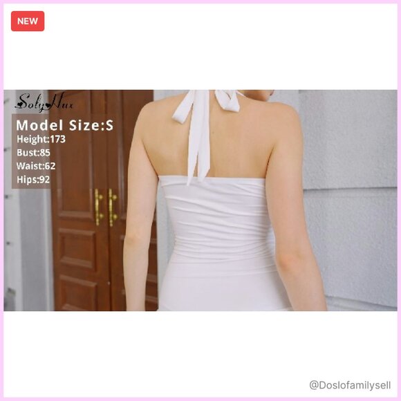 Y2K Halter Backless Bubble Mini Dress with Built-in Shorts Party Chic - Picture 7 of 7